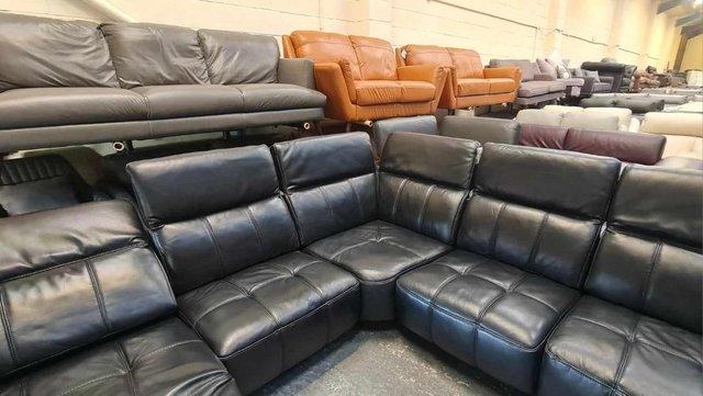 Image 6 of Ex-display Packham black leather recliner corner sofa