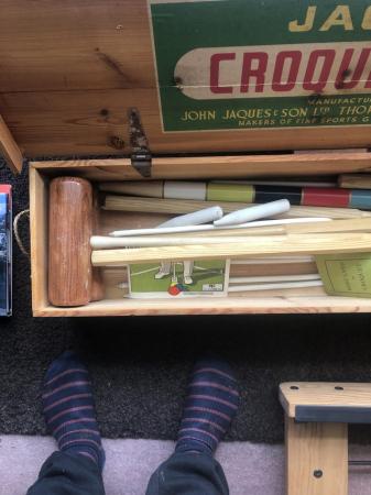 Image 3 of Jaques of London full size croquet set in pine box