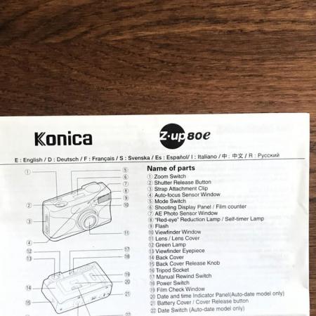 Image 2 of Konica Z-up 80e zoom camera, instructions, case, new battery