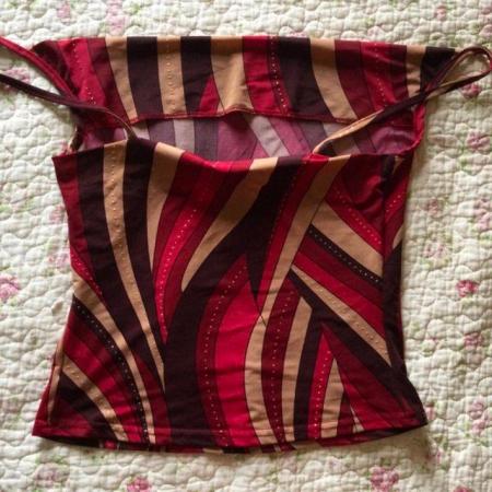 Image 3 of Vtg 90s PILOT sz8 Drape Neck Strappy Top, Burgundy Fawn Red