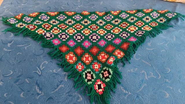 Preview of the first image of Shawl – Multi Coloured Hand Crochet Shawl.