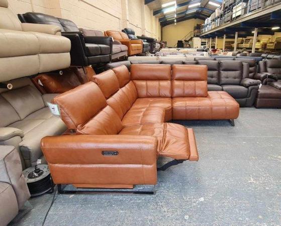 Image 15 of Packham Metz caramel leather electric recliner corner sofa