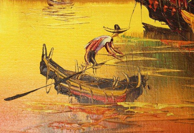 Image 2 of Asian Fishing / Harbour / Maritime / Junk Ship Painting