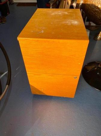 Image 1 of Wooden Filing Cabinet on wheels