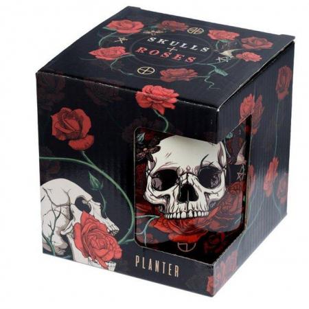 Image 2 of Skulls & Roses Ceramic Indoor Plant Pot - Large. Free post