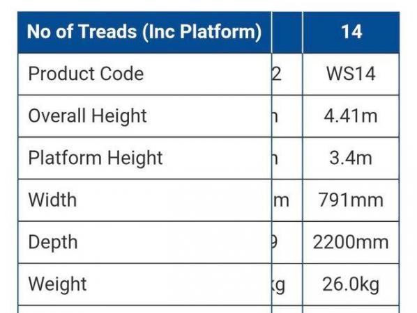 Image 2 of WS14 warehouse step ladder 14 runs 3.4m to top platform