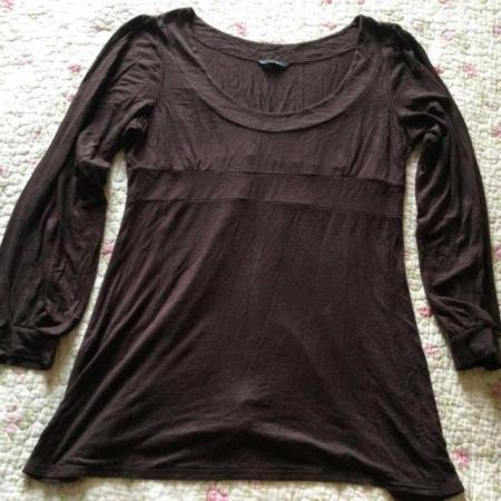 Image 1 of 10/12 EVIE Choc Brown Scoop Neck Long Sleeve Tunic Top
