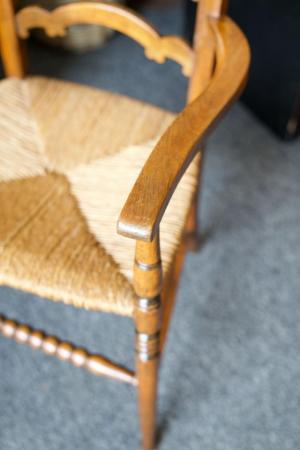 Image 3 of Arts & Crafts Oak Ladder back Occasional Chair Rush Seat