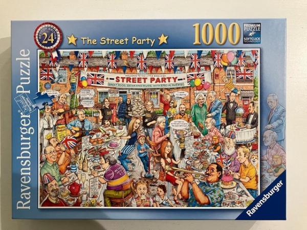 Image 3 of Ravensburger 1000 piece jigsaw titled The Street Party.
