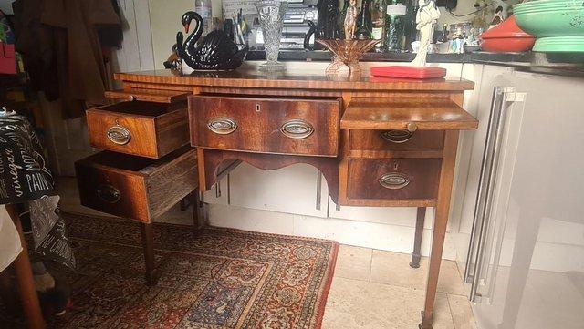 Image 6 of Antique Georgian Mahogany Desk/Sideboard with 5 Drawers