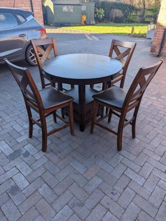 Image 3 of Dining table and 4 bar chairs with extension leaf