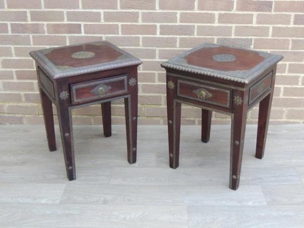 Image 10 of Pair of Indian Bedside Tables (UK Delivery)