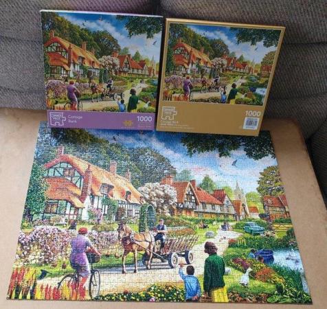 Image 2 of 1000 PIECE JIGSAW CALLED COTTAGE BANK by CORNER PIECE PUZZLE