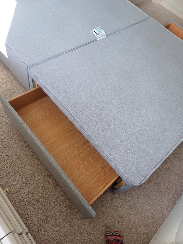 Preview of the first image of Double Divan Bed Base With 2 Drawers Grey,.