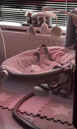 Image 1 of moses basket and stand and electronic swin