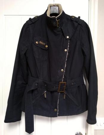 Image 1 of Barbour Biker Black Waxed Ladies / Womens Jacket - Size 10