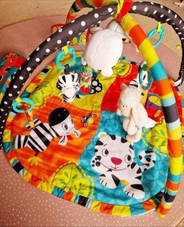 Image 2 of Bright starts spots and stripes safari baby play mat and gym