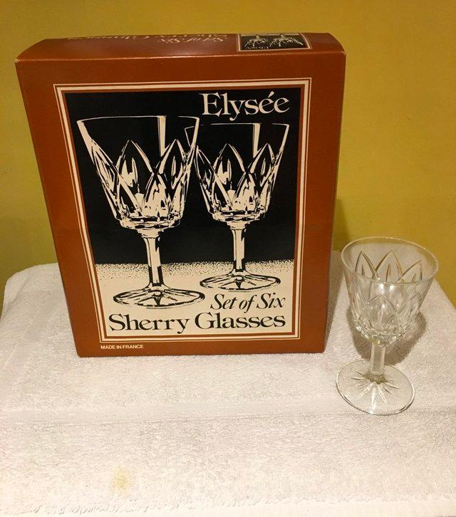 Preview of the first image of Elysee Vintage Box of 6 Sherry Glasses.