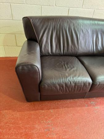 Image 3 of 2 seat black leather sofa