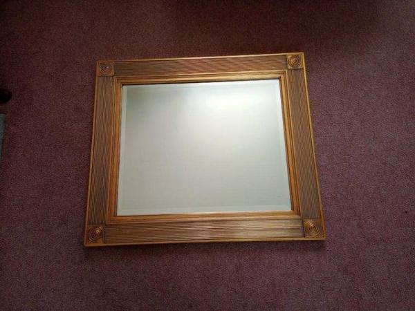 Image 1 of Decorative Large Bevel Mirror Gilt Frame 78cm x 68cm