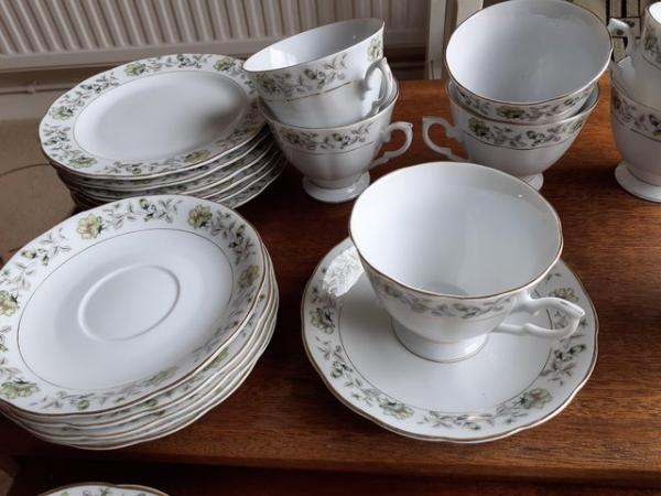 Image 3 of Tea set gold trim, tea cups, saucers, plates