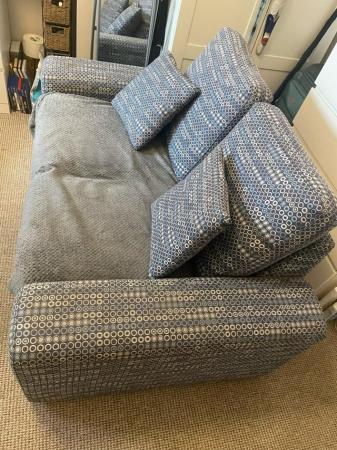 Image 3 of 2 Seater Sofa ,Unique Style Blue & White Circle 2 Cushions
