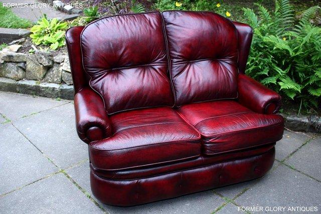 Image 75 of SAXON OXBLOOD RED LEATHER CHESTERFIELD SETTEE SOFA ARMCHAIR