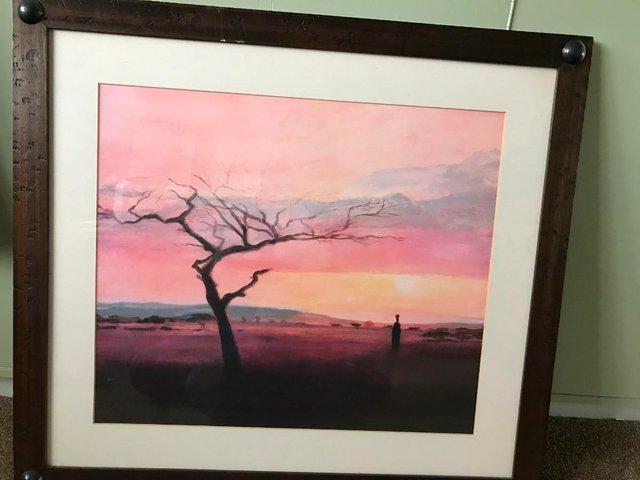 Preview of the first image of Large Framed African Sunset Picture.