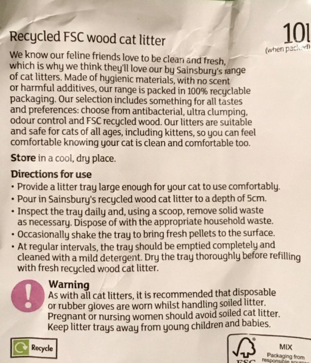Preview of the first image of 2 x 10L Bags Recycled Wood Pellet Cat Litter, REDUCED..