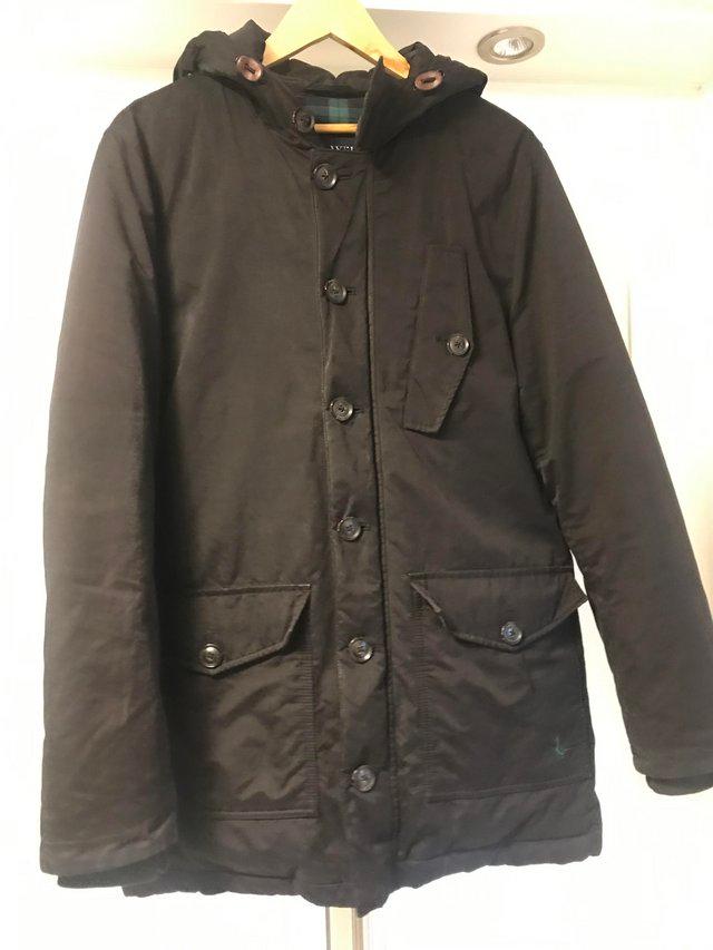 Preview of the first image of Mens Jack Wills Black Hooded Parka.