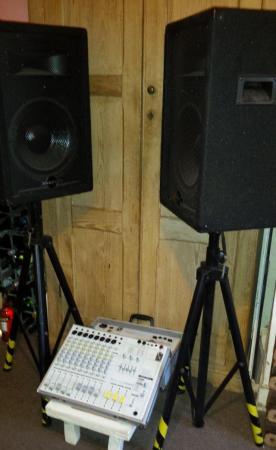 Image 2 of PA System Sky Tec Amp 8 ChannelMixer & Phonic Speakers
