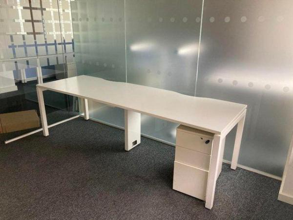 Image 4 of White 4 and 2 pod desk office table task computer desks
