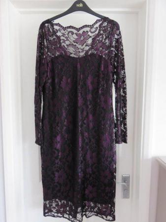 Image 1 of Wallis lace cocktail dress in grape size 14