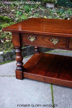 Image 30 of TAYLOR & Co STRESSED OAK THREE DRAWER POTBOARD COFFEE TABLE