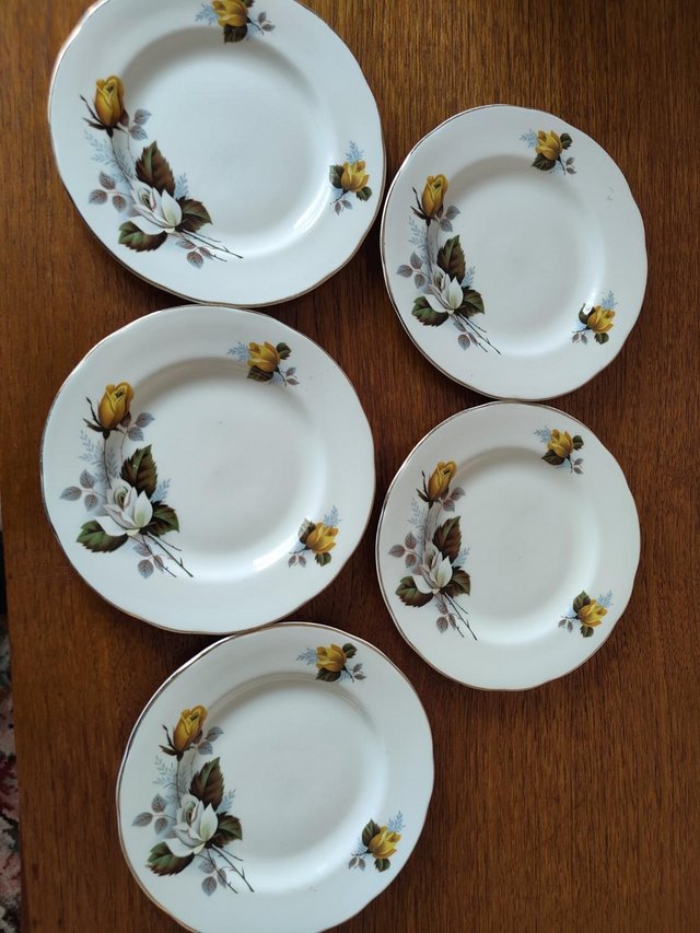 Preview of the first image of China Teacups and Saucers x 6, China Side Plates x 5 by Alba.