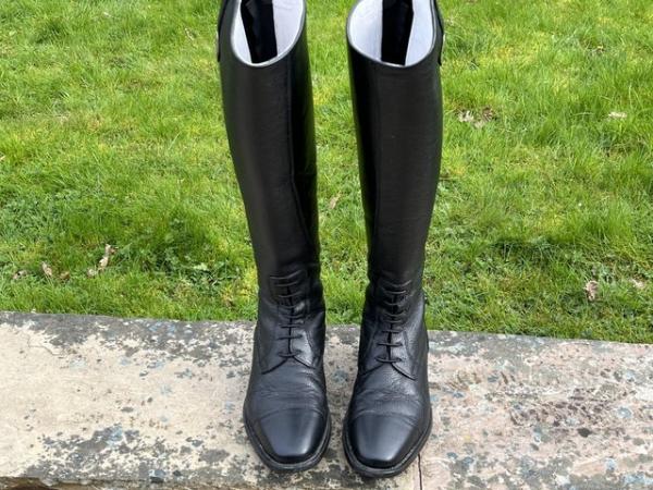 Image 1 of Black leather long riding boots