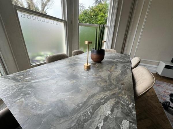 Image 2 of Symbiose Modern Ceramic Dining Table In Marble Look 200 Cm