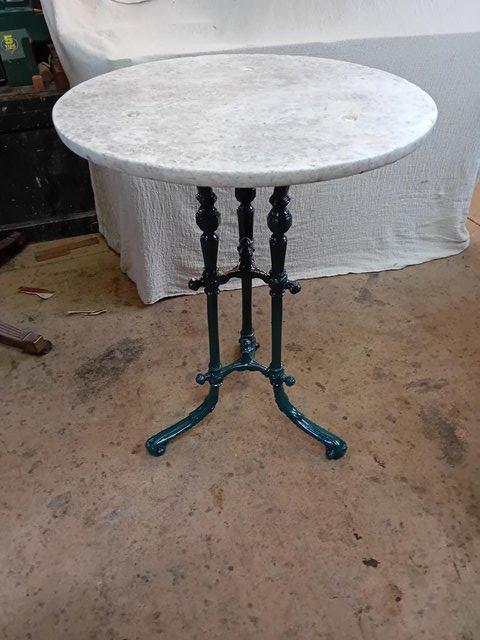 Preview of the first image of ANTIQUE VICTORIAN HEAVY CAST IRON MARBLE TOP BISTRO TABLE VG.