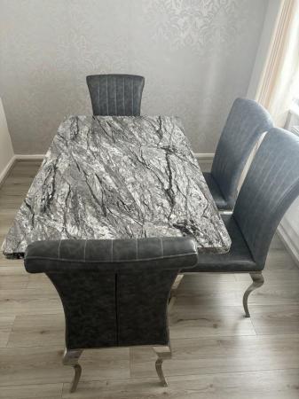 Image 3 of Marble Effect Dining Table and Chairs