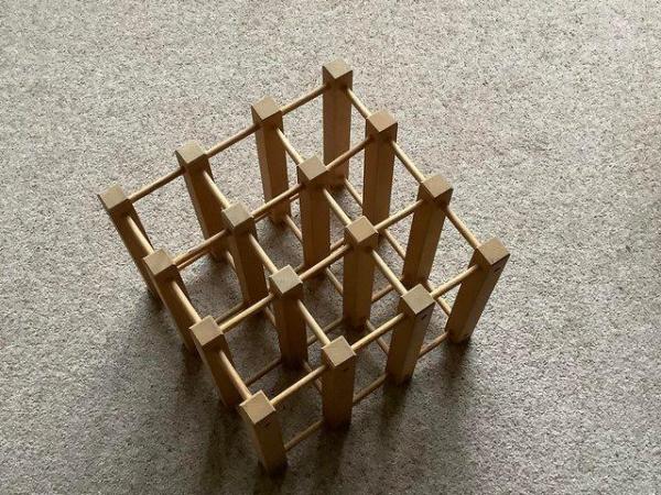 Image 1 of WINE RACK, 9 bottles, wooden. Clean condition34 x 36 x 28