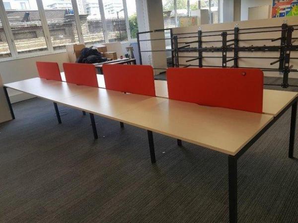 Image 1 of 4 sets of Wood top 8-pod office/business bench hot desks