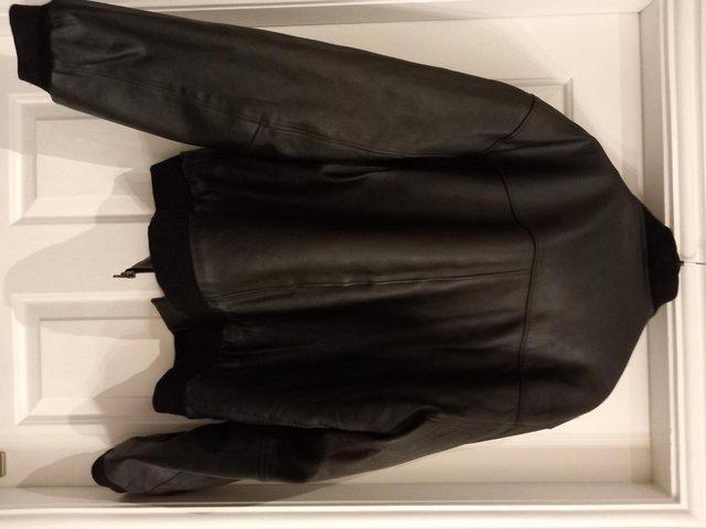 Preview of the first image of Mens Leather bomber jacket Sabah label.