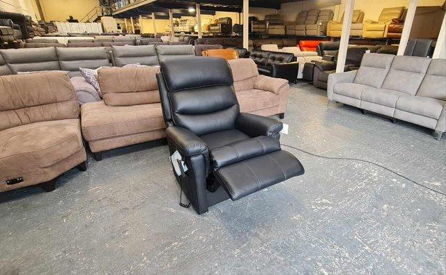 Image 16 of La-z-boy Tulsa black leather rise and lift recliner armchair