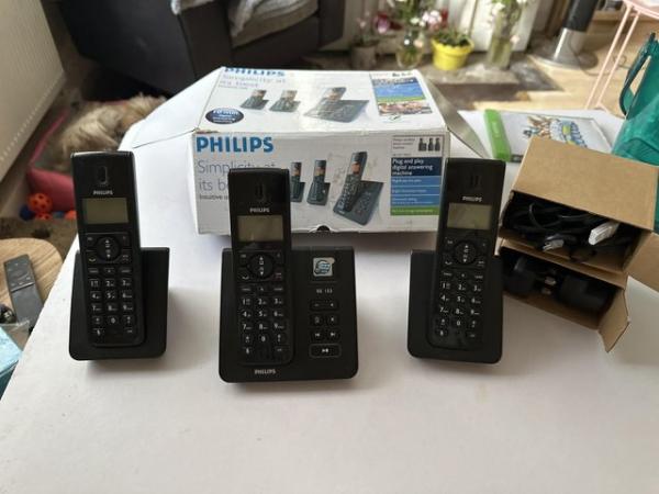 Image 1 of Philips Triple house phones. Boxed