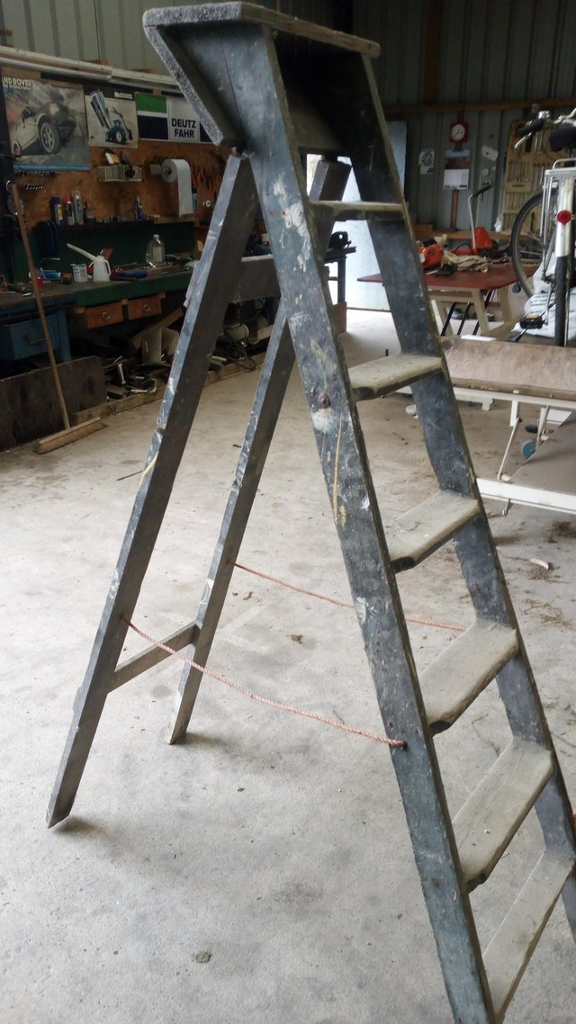 Preview of the first image of Vintage wooden step ladder, 6 step. Good condition for age..