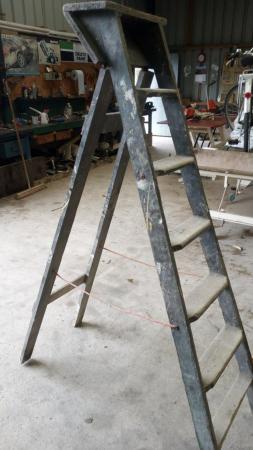 Image 1 of Vintage wooden step ladder, 6 step. Good condition for age.