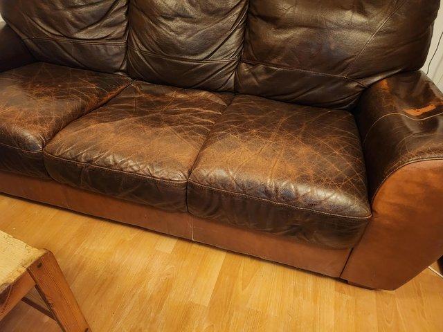 Preview of the first image of Italian genuine leather 3 seater sofa,.