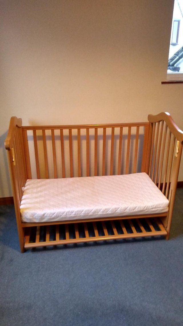Preview of the first image of Cossato cot/toddler bed with John Lewis premium fibre mattre.