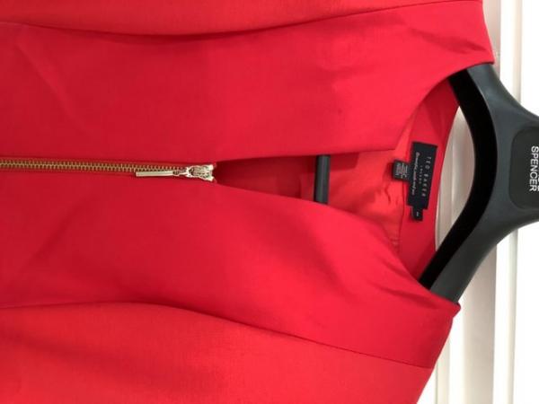 Image 2 of TED Baker size 2 red stunning fitted zip dress