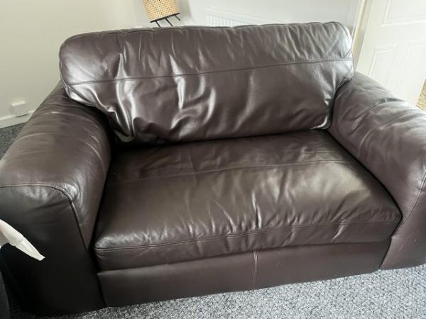 Image 1 of 2 Seater Leather Sofa - Collection Only